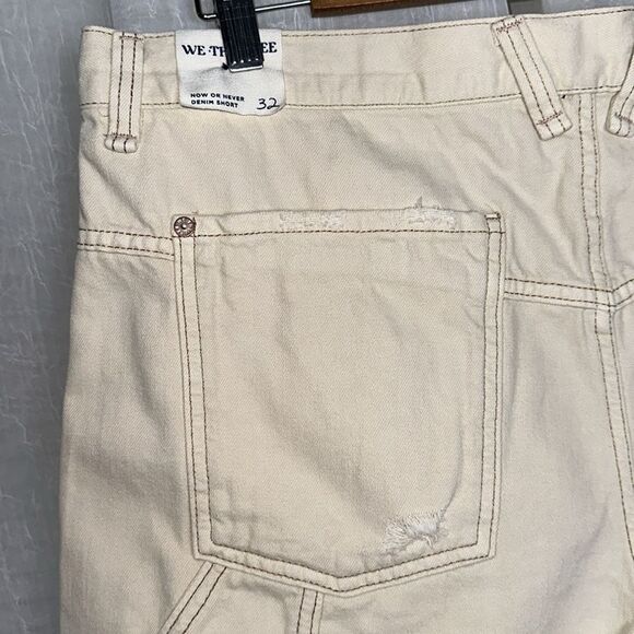We The Free Free People 32 Ivory Now or Never Distressed Denim Cut Off Shorts - Picture 11 of 16